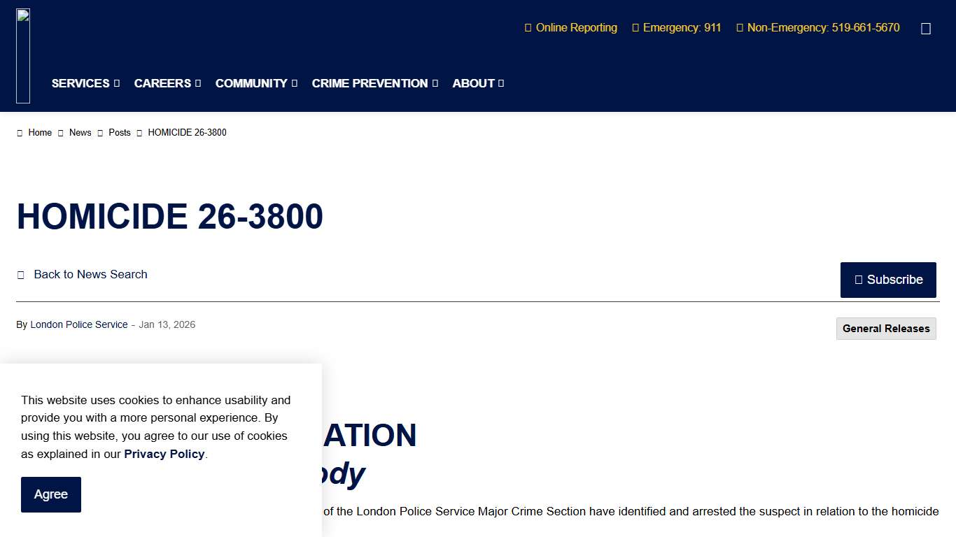 HOMICIDE 26-3800 | London Police Service