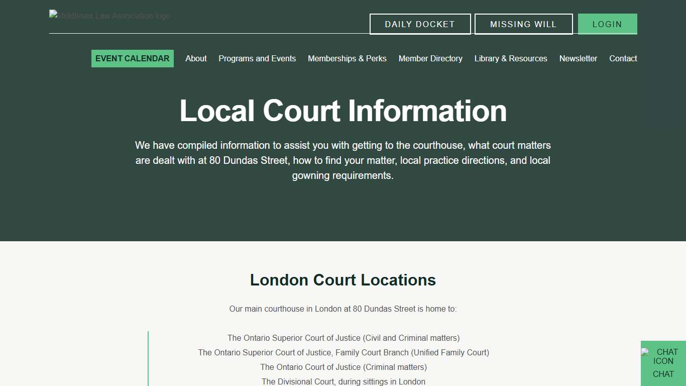 Local Court Information | Middlesex Law Association