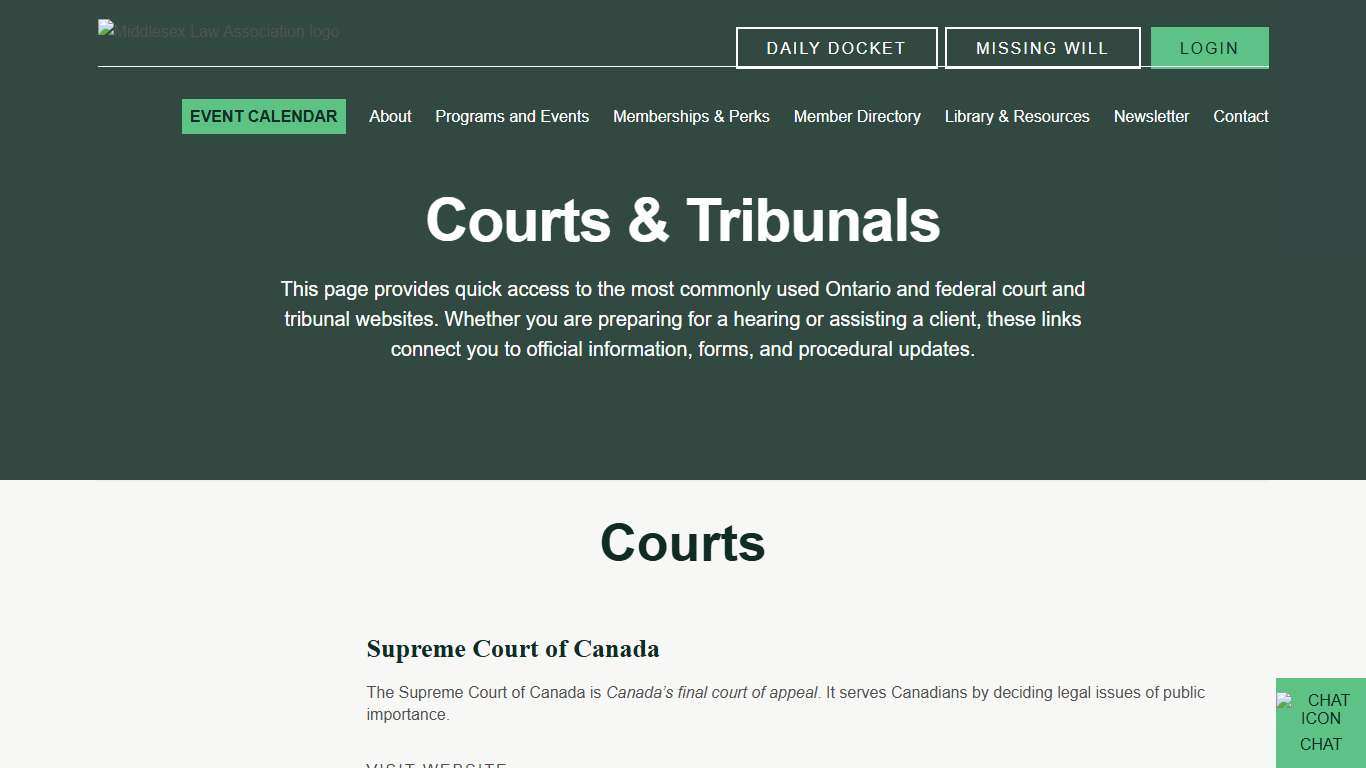 Courts & Tribunals | Middlesex Law Association